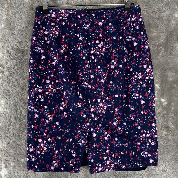 J Crew Size 2 Floral Print Knee Length Pencil Skirt Multi Colored Zip Casual - Picture 3 of 7